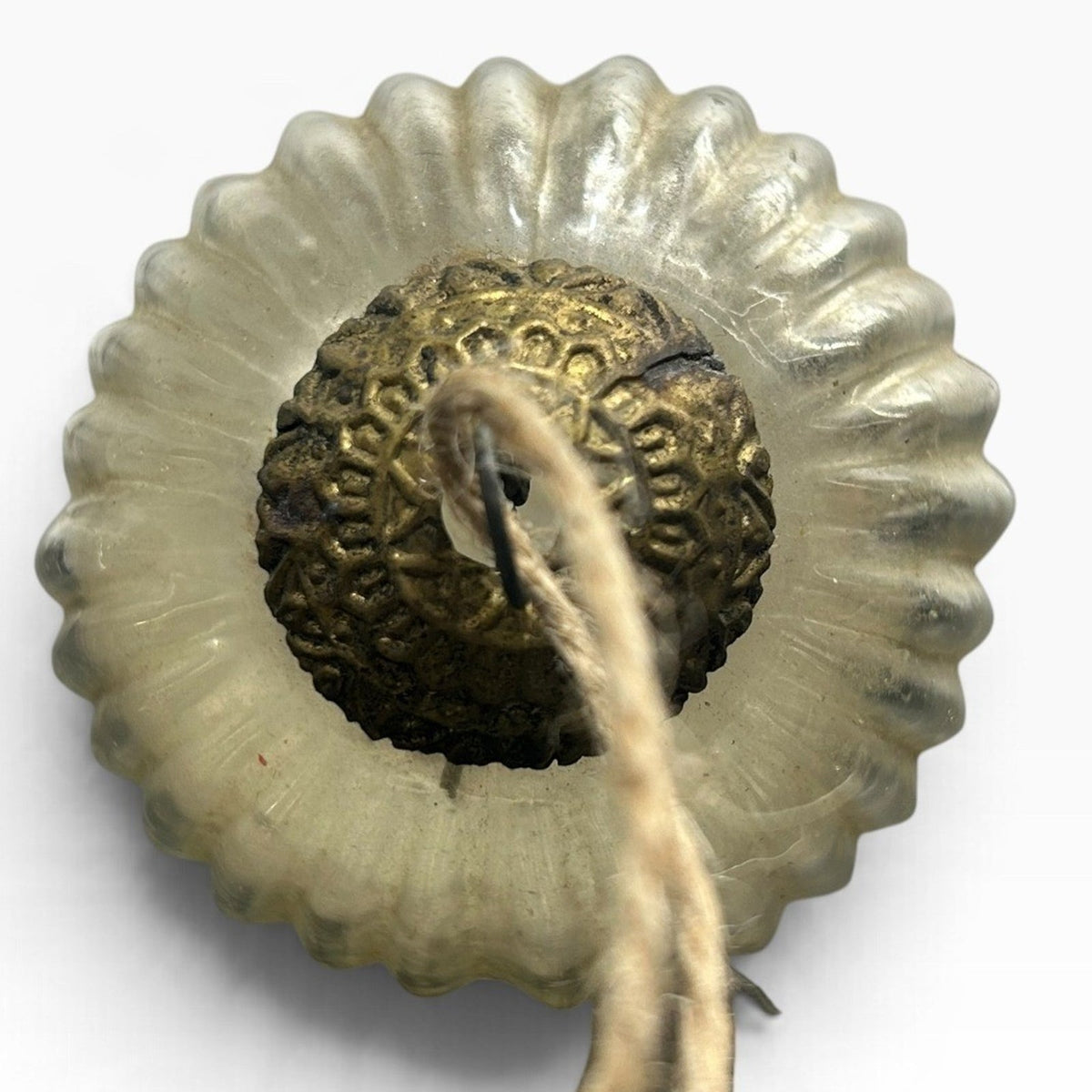 Vintage Style Ribbed Mercury Glass Kugel Christmas Ornament Champagne Silver