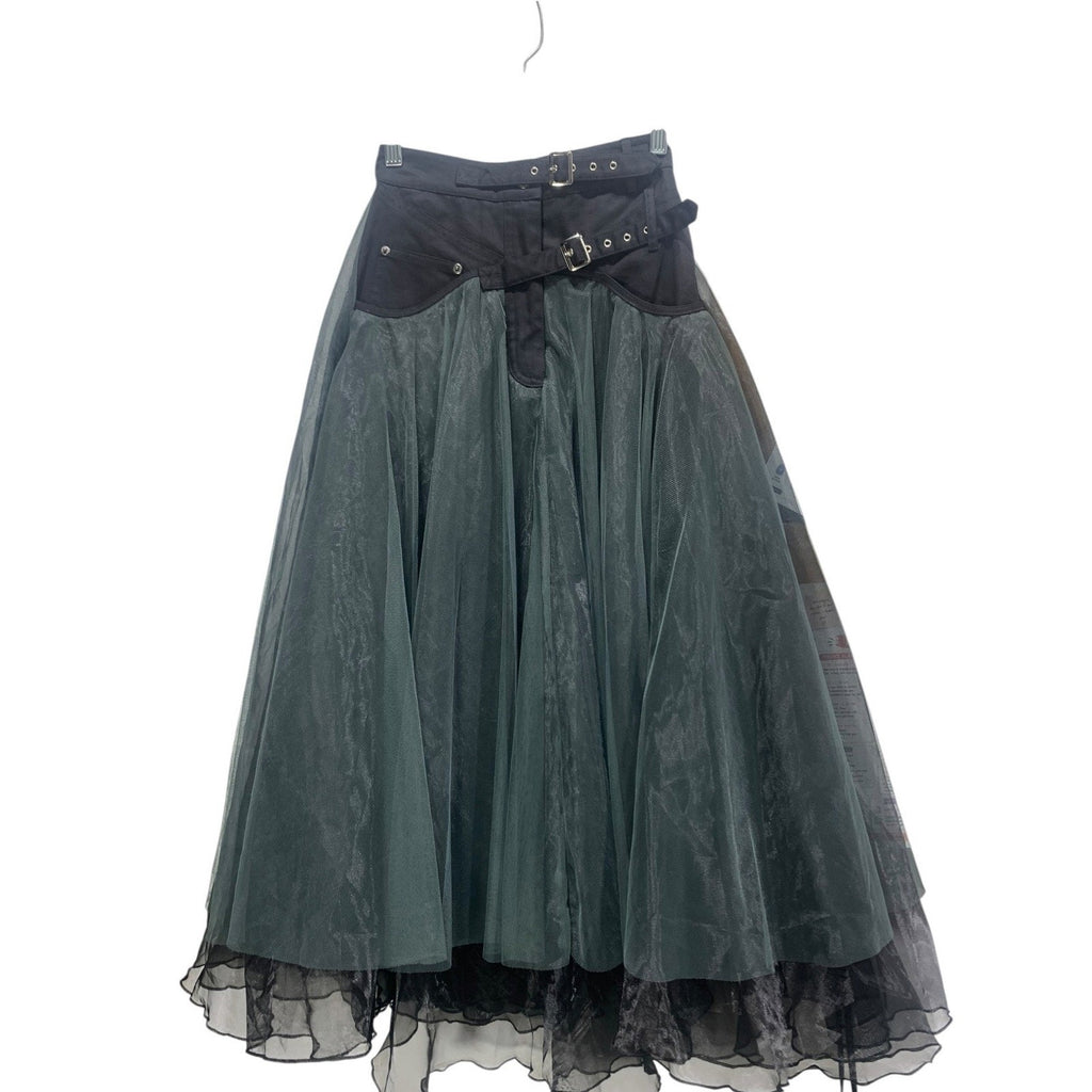 Madonna & Co Womens Black denim Tulle skirt in black & grey whimsigoth witchy S