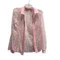 Vintage Bonne Pink Sheer Floral Lace Zip Up Jacket Collared Made in USA Womens