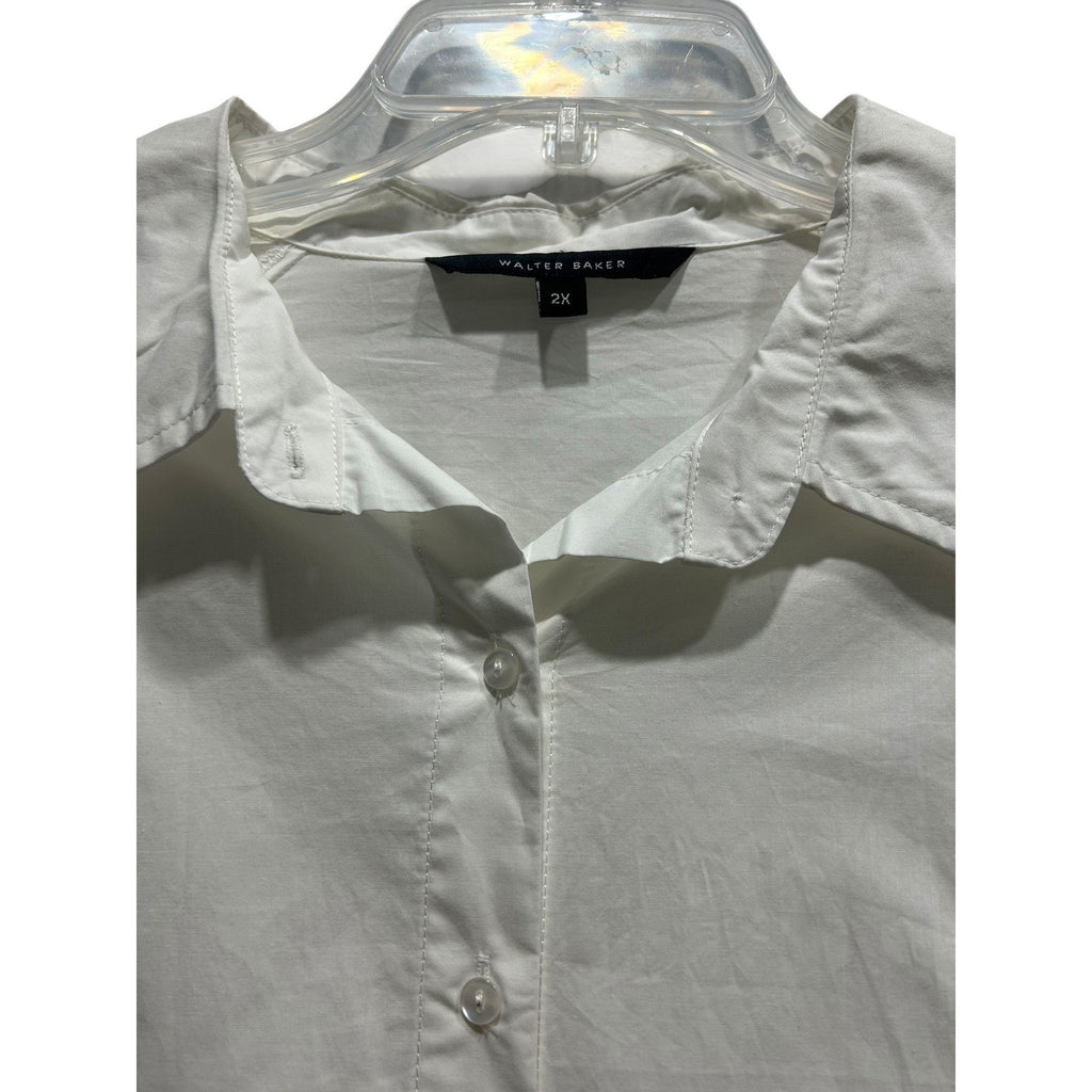Walter Baker White Cotton Smocked Back High-Low Tunic Shirt Blouse Plus Size 2X