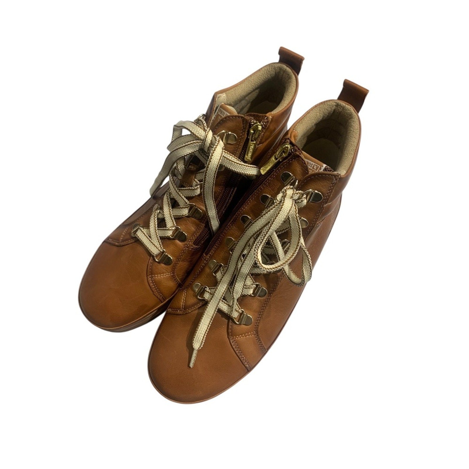 Pikolinos Men's Leather Ankle Boots Lace Up Side Zip Brown Size 40 EU