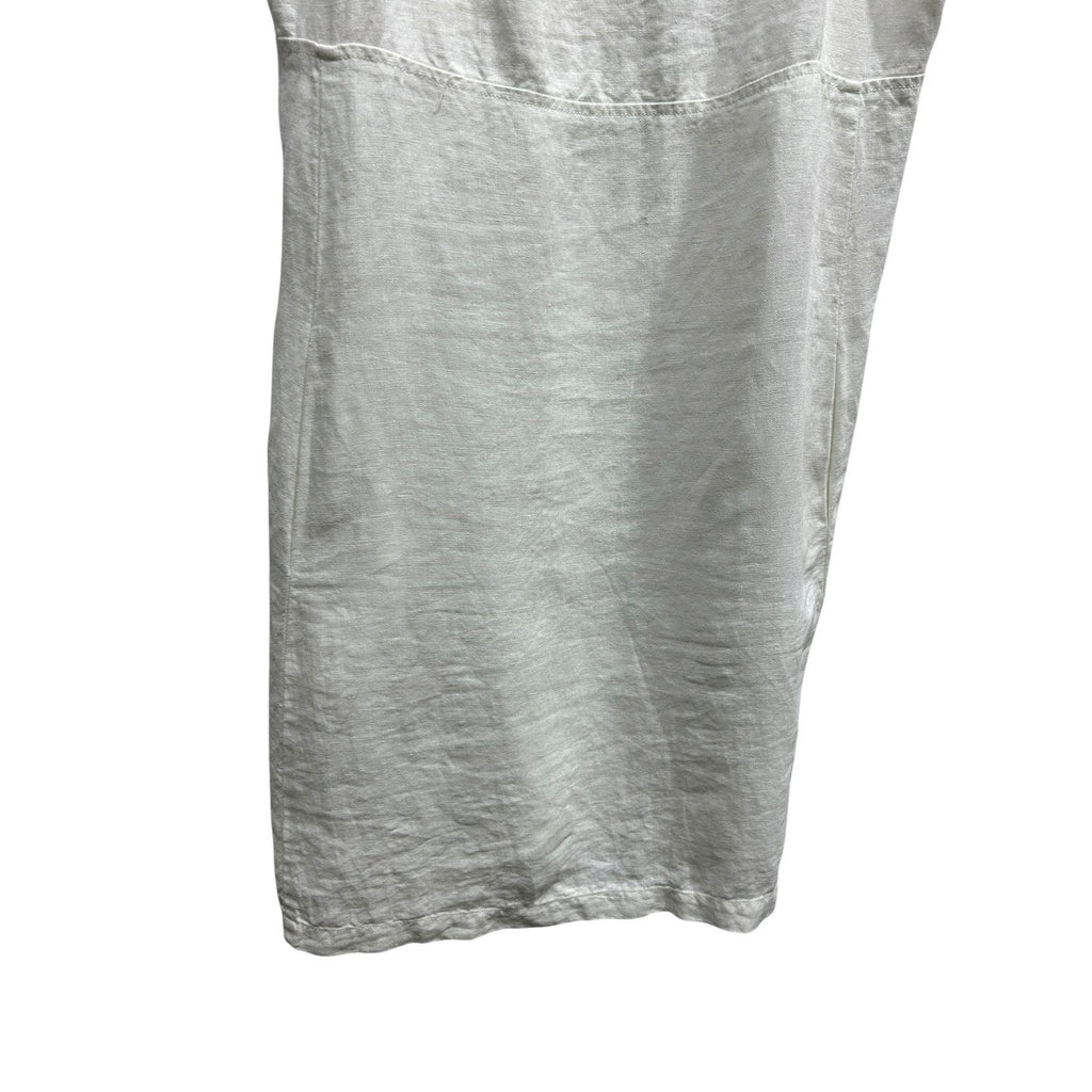 Eileen Fisher White 100% Linen Shift Dress Pockets women's Coastal resort Large