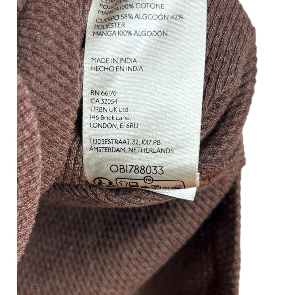 Free People We The Free Twisted Cable Cuff Thermal Henley Top Caramel Cafe XS