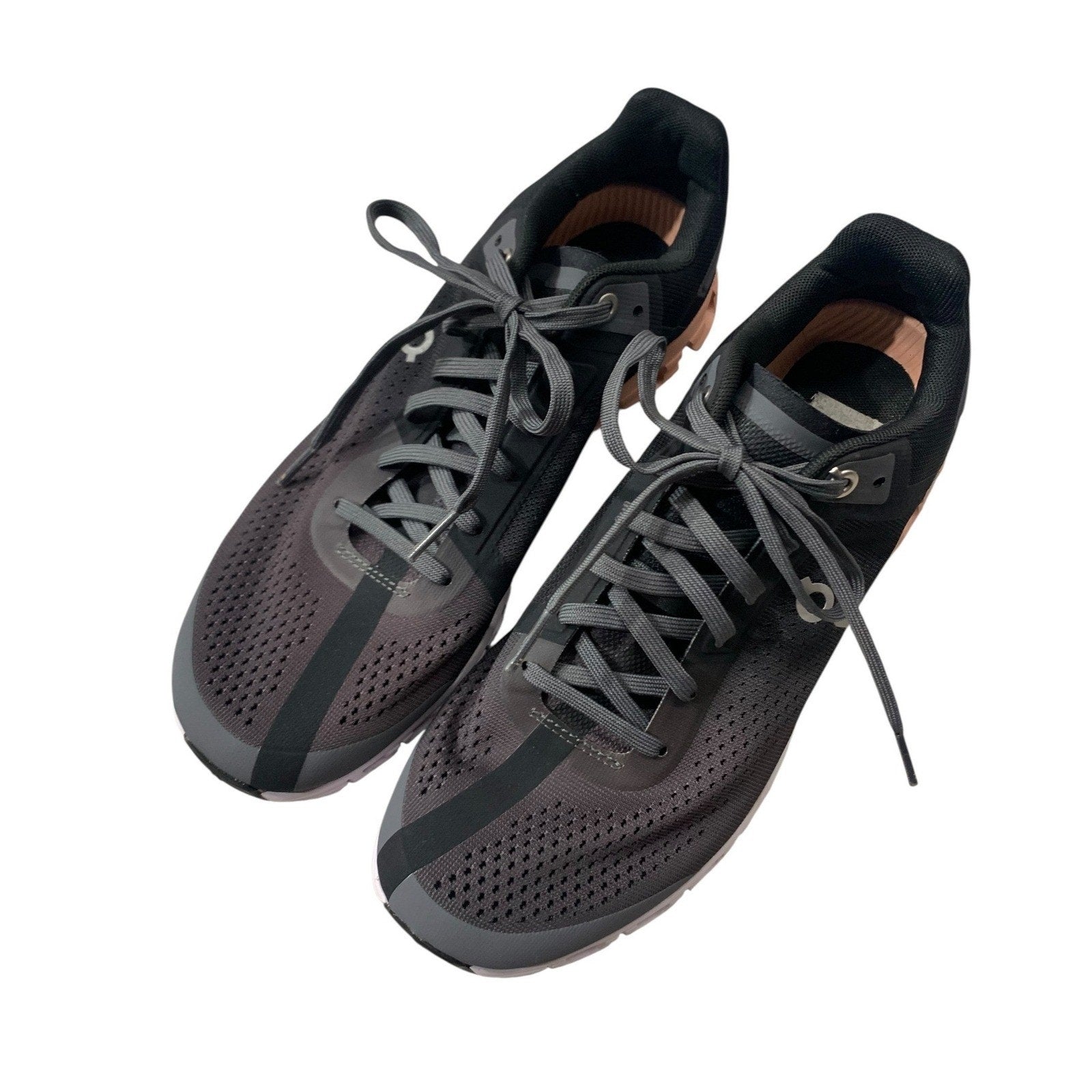 On Cloudflow Womens 8.5 Running Shoes Black Charcoal Peach 35.99234
