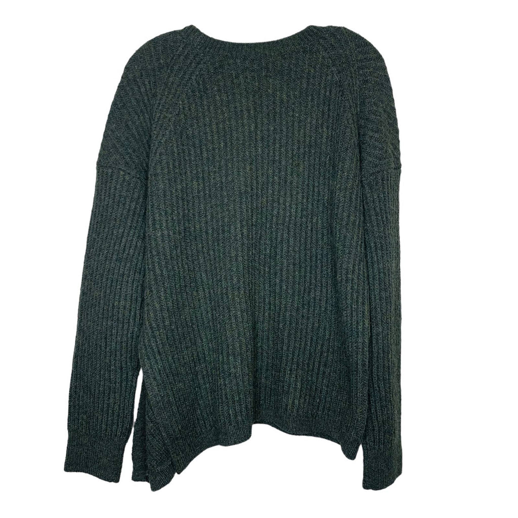 VINCE Side Slit Ribbed Wool Green Sweater SZ L