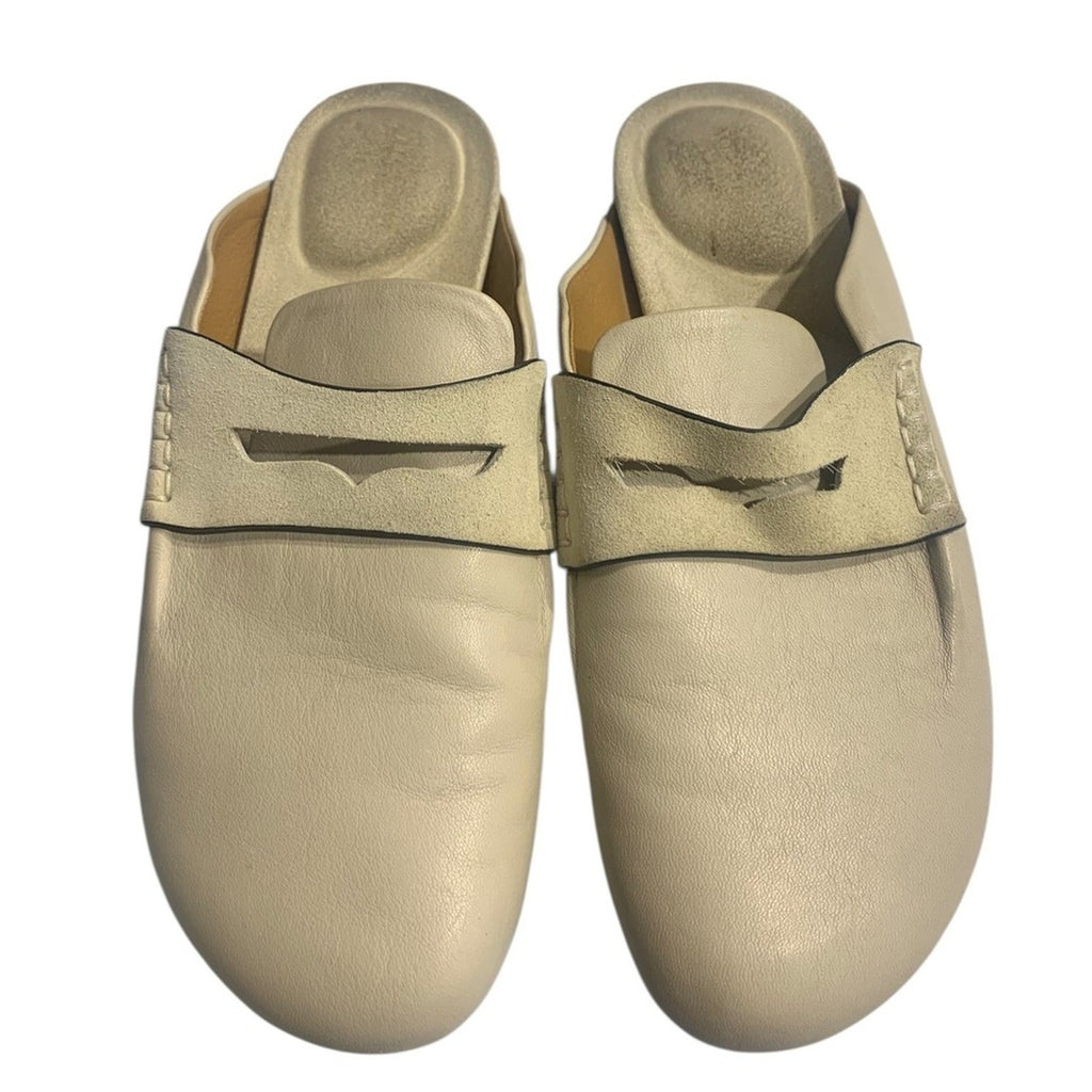 Rag Bone New York Beige Leather Slip On Mules Loafers Women's Size 37.5 us 7.5