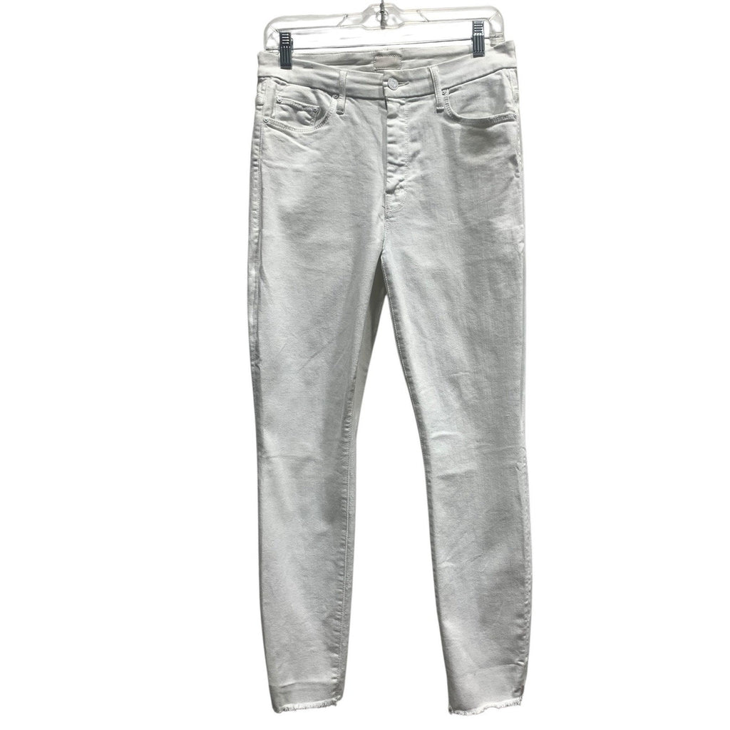 Mother High Waisted Looker Ankle Fray Jeans White Fairest Of Them All Skinny 29