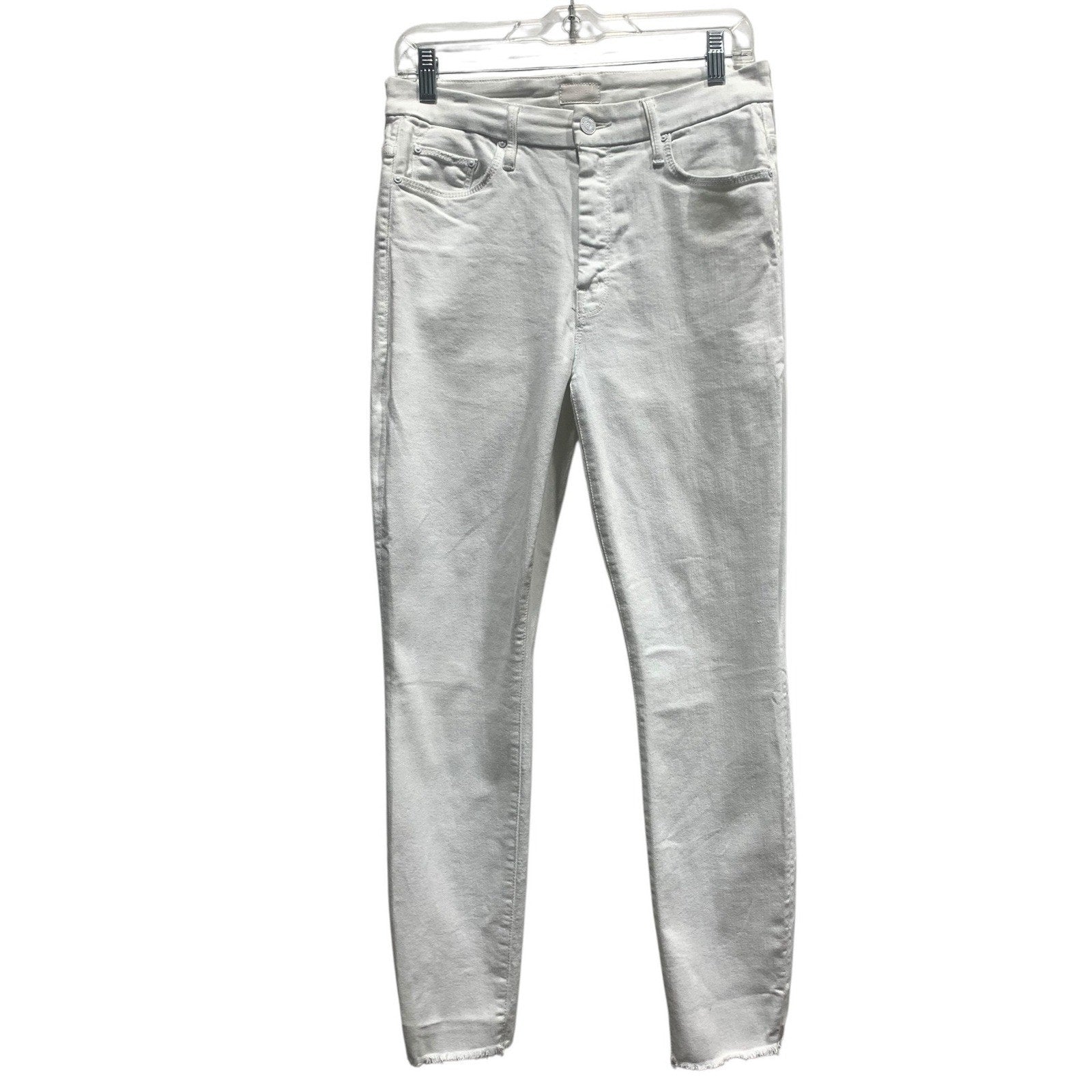 Mother High Waisted Looker Ankle Fray Jeans White Fairest Of Them All Skinny 29
