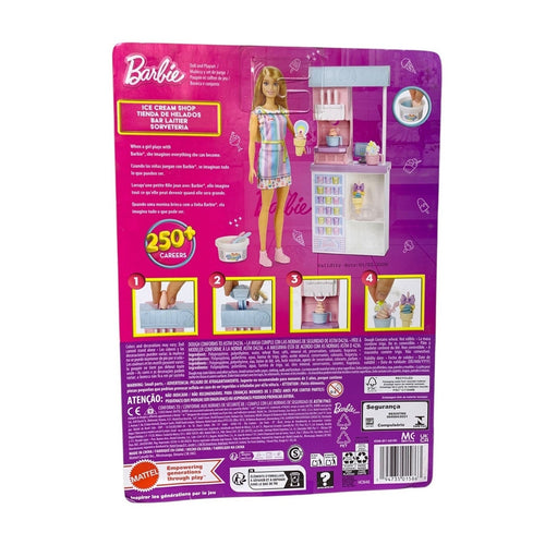 Barbie Ice Cream Shop Playset with Blonde Doll and Dough Accessories HCN46