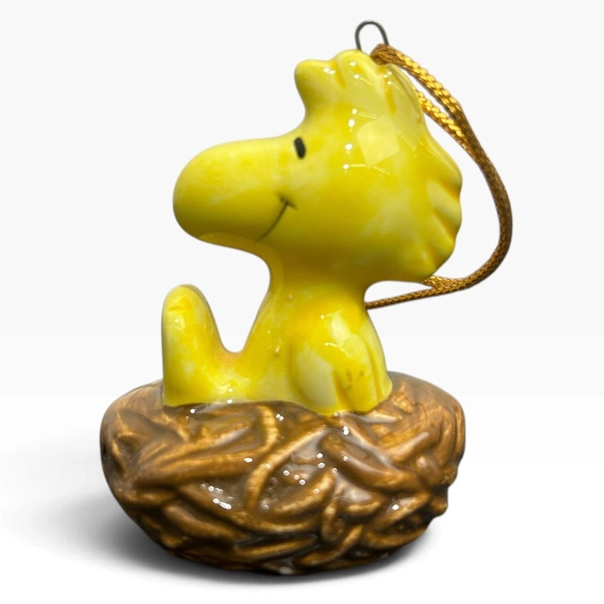 Vintage Peanuts Woodstock in Nest Ceramic Ornament Made in Japan 1965 1972 Cute