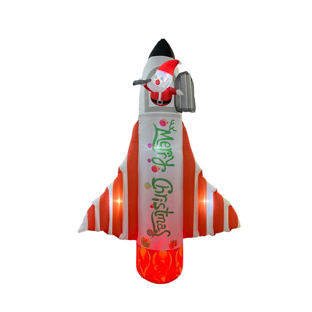 8ft Christmas Santa on Rocket Ship Inflatable Lighted Outdoor Yard Decoration
