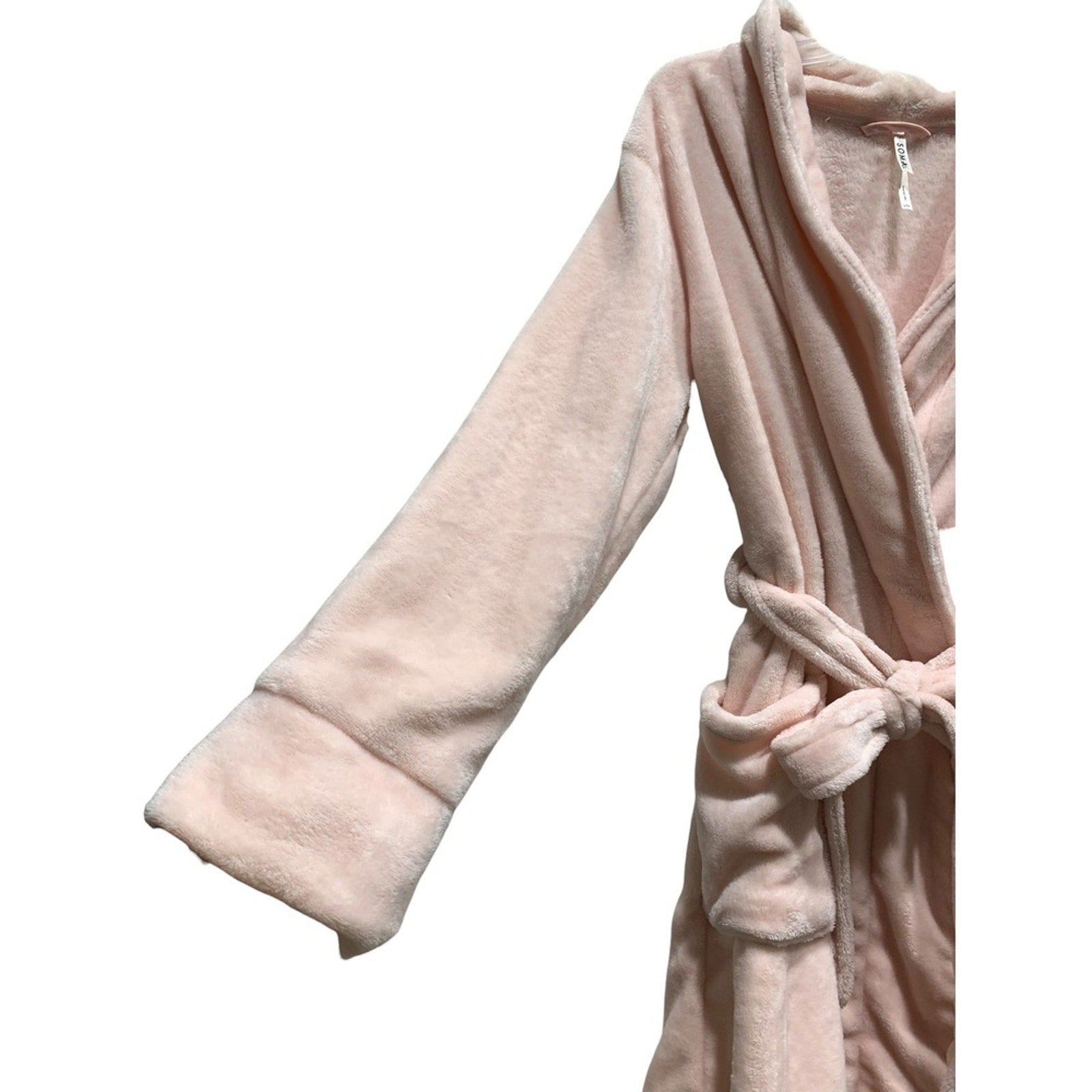 Soma Intimates Pink Plush Fleece Wrap Robe Small Medium Pockets Belted Loungewea