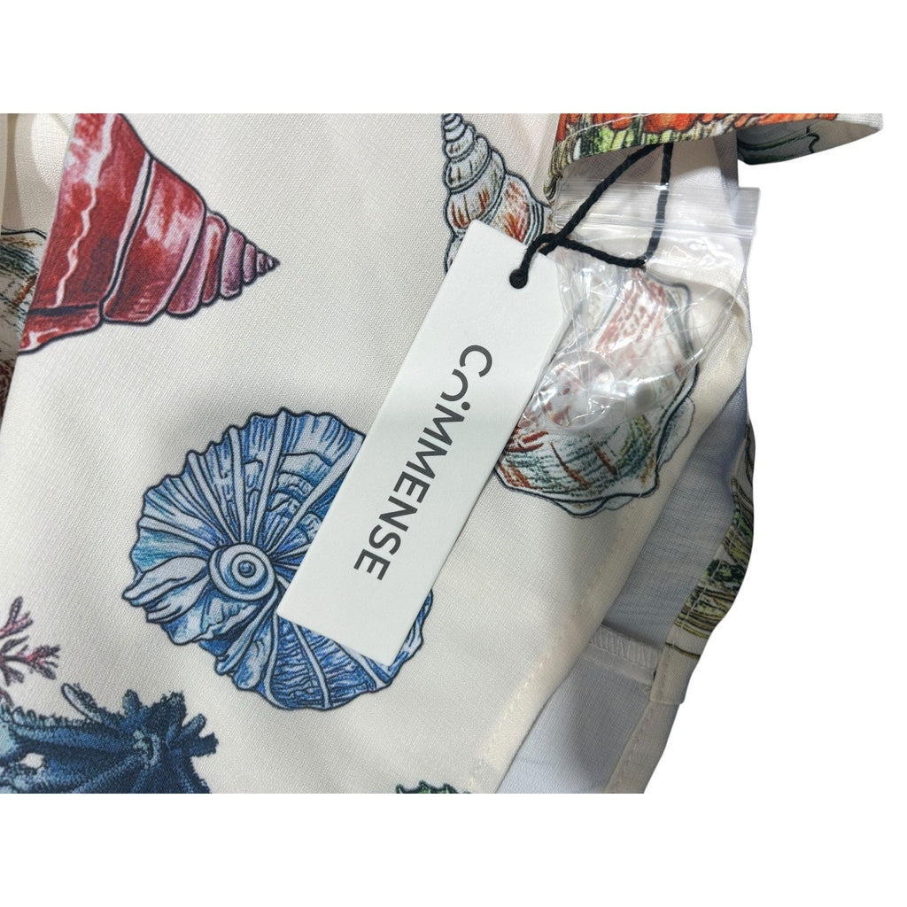 Commense Womens Sea Life Print Matching Set Cream Top and Shorts Medium NWT