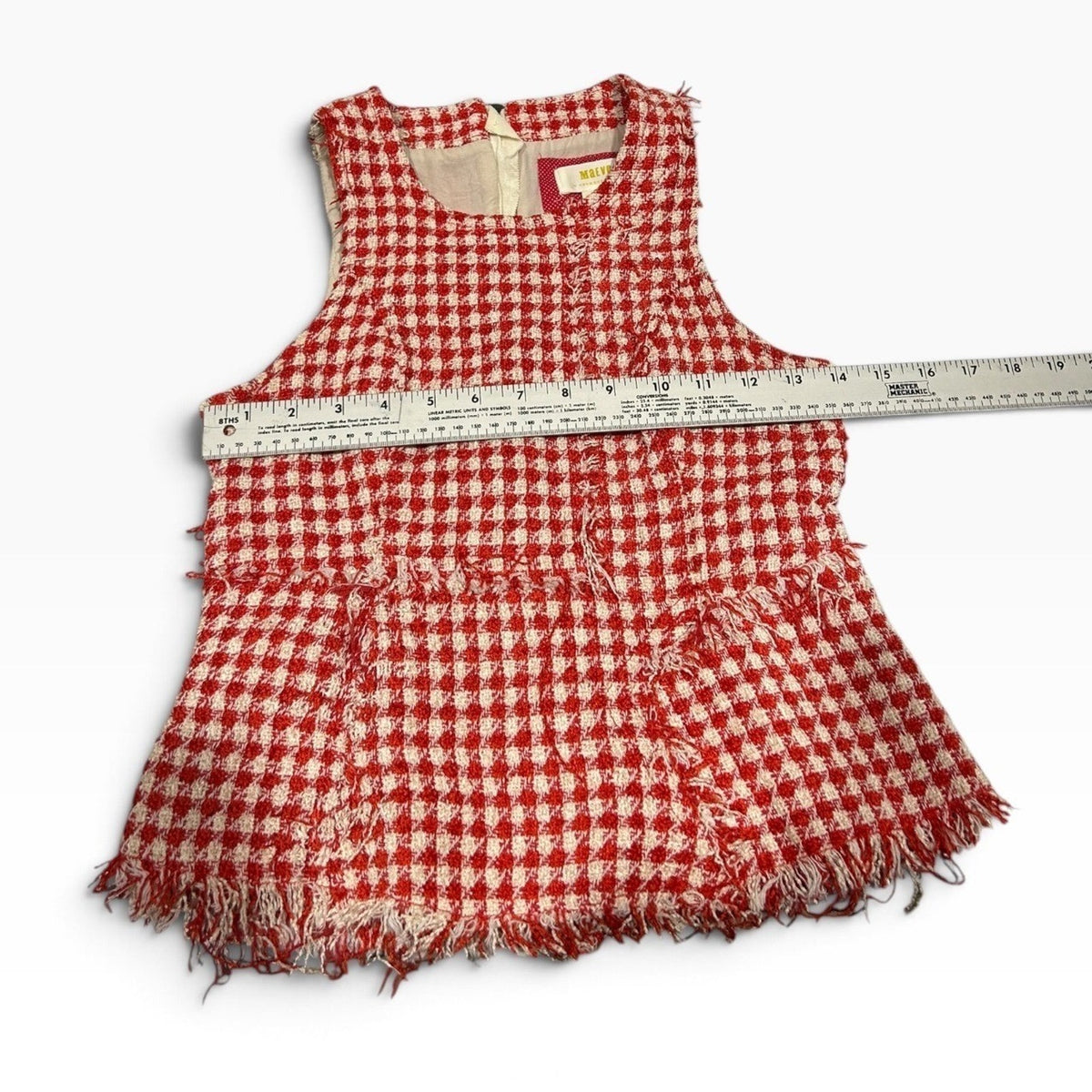 MAEVE Anthropologie Red & White Checked Tweed Sleeveless TankSize 0 Sleeveless