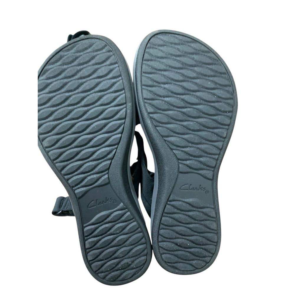 CLOUDSTEPPERS by Clarks women's black comfort ARLA Meg wedge sandal SZ 8