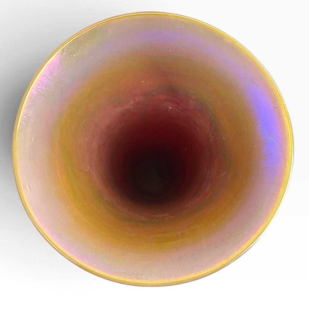 Rick Strini Signed Art Glass Trumpet Vase Cranberry Red Pulled Feather 14"2000