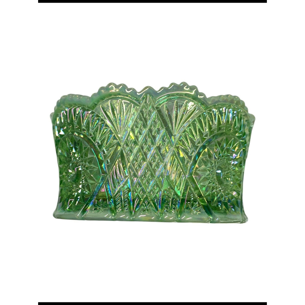 Mosser Glass Diamond Classic Bowl Vaseline Uranium Carnival Glass Green Iridesce