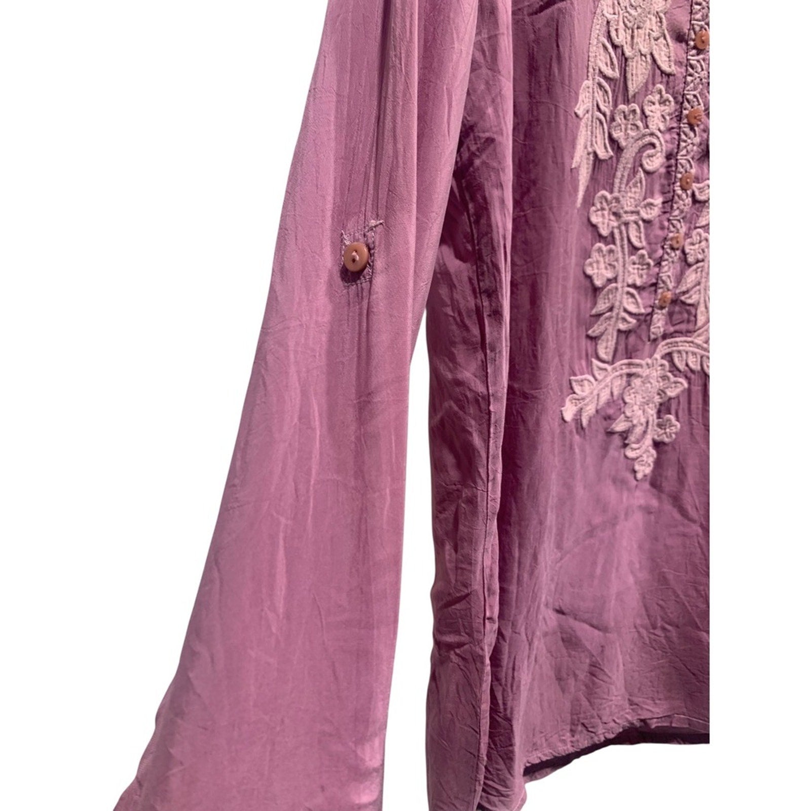 Johnny Was Embroidered Tunic Top S Small Floral Bohemian Blouse Pullover