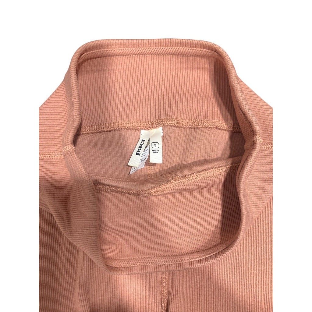 Pact Organic Cotton Ribbed High Waisted Biker Shorts Clay Terracotta S on the go