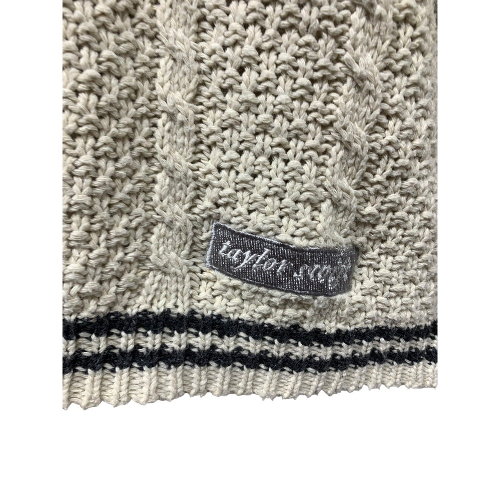 Taylor Swift Style Knit Cardigan Cream Cable Knit Striped Button Front sz xl