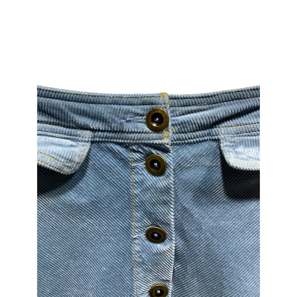 Anthropologie Blue Corduroy Button Front Midi A-Line Skirt Size 2 Cottagecore