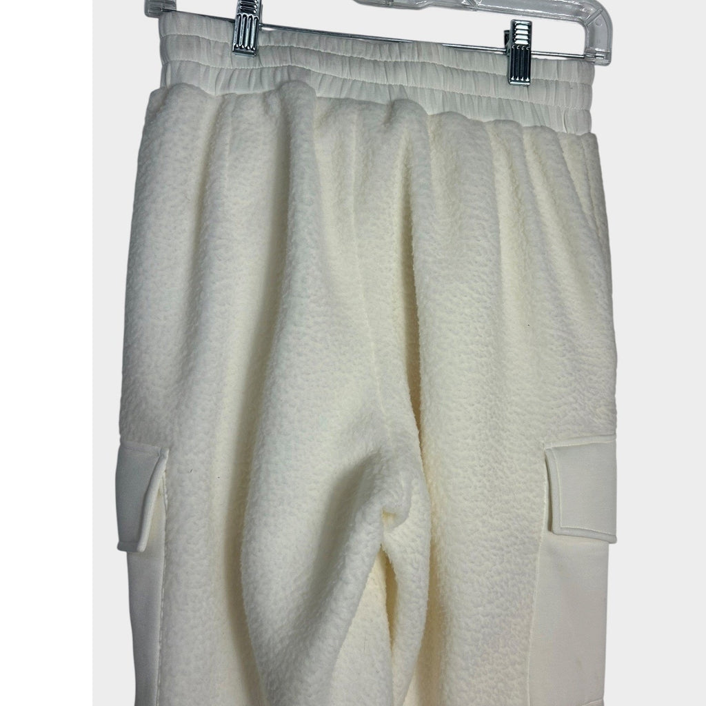 Varley Samson Relaxed Fleece Pants Egret White Cargo Joggers XS sherpa cozy fall