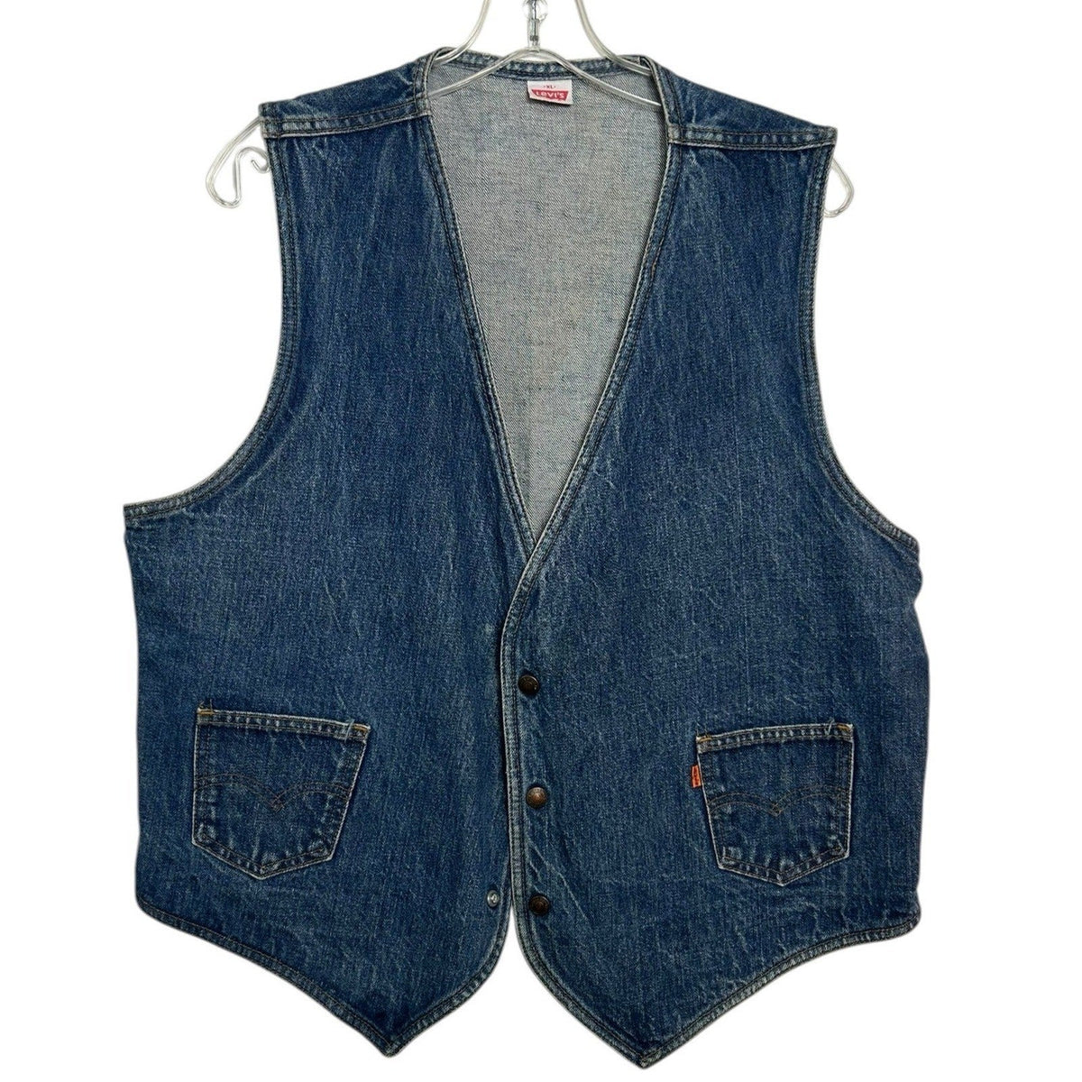 Vintage Levis Orange Tab Denim Vest Mens XL Blue Button Front V-Neck 70s 80s