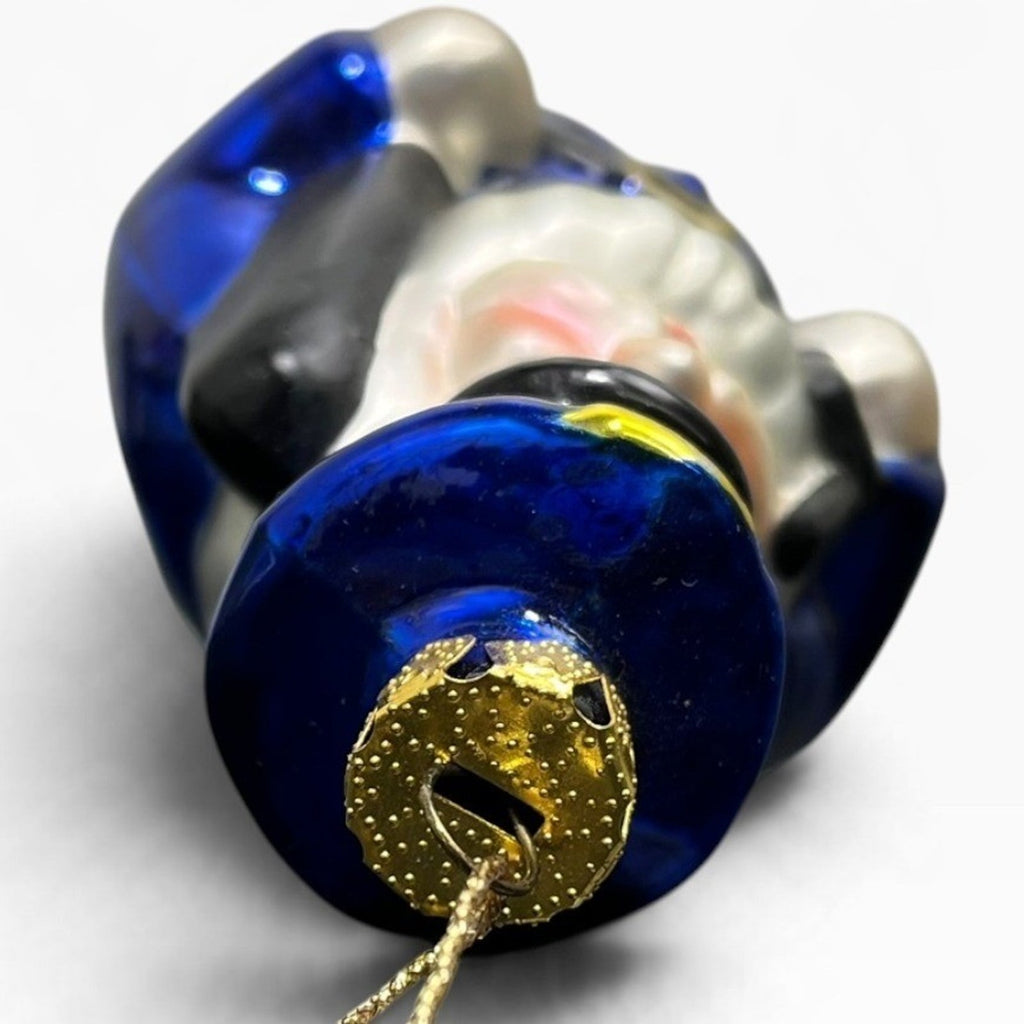 Lao Mai Police Officer Glass Christmas Ornament Blue Law Enforcement 5"