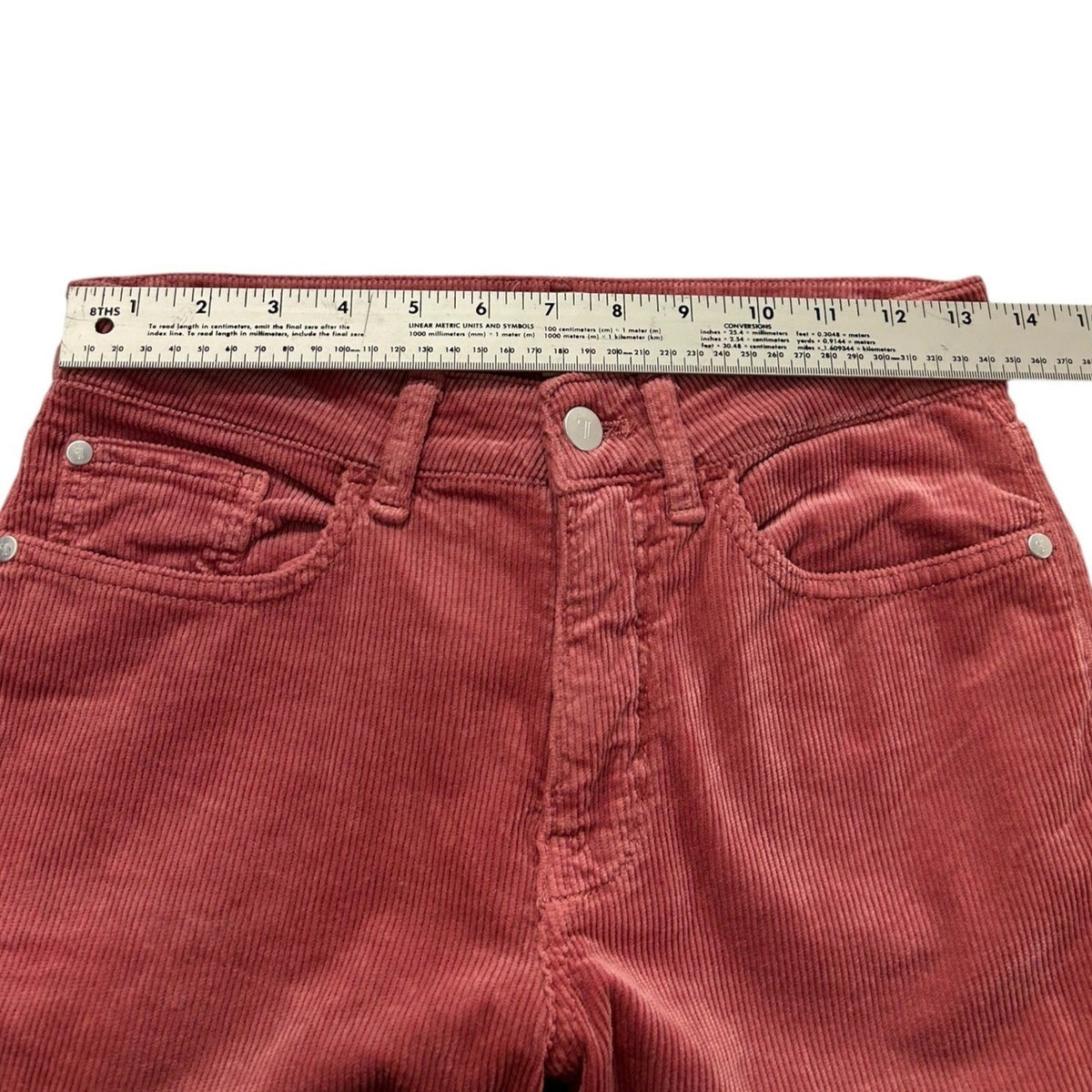 Anthropologie Pilcro The Yaya Mid-Rise Corduroy Crop Flare Jeans Pink 27