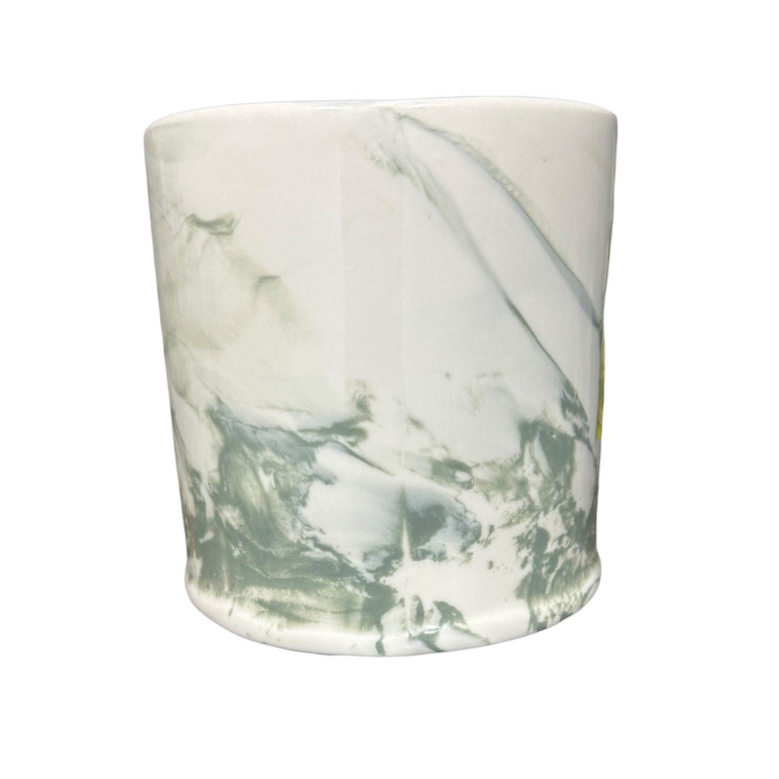 Anthropologie Marbled Monogram Mug M white grey Marble and Yellow M Coffe Mug