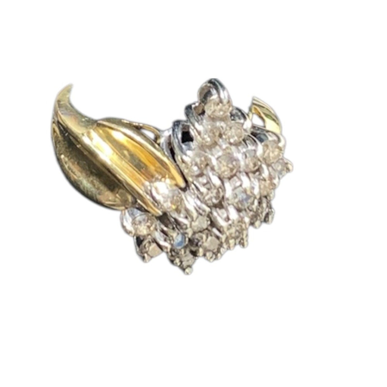 10K Yellow Gold 1ct Diamond Cluster Cocktail Ring 6.4g Vintage Style size 6.5 us