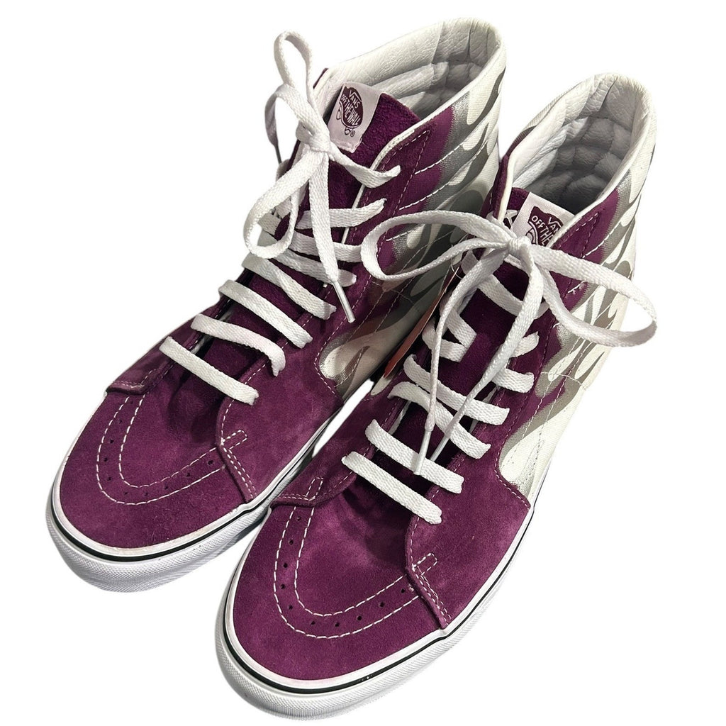 Vans Sk8-Hi Purple White Silver Flame High Top Sneakers Mens 12 Womens 13.5