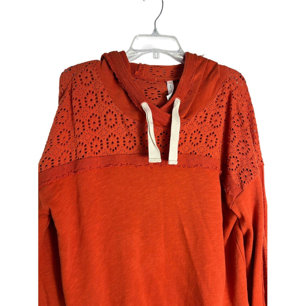 Daily Practice by Anthropologie Robyn Crochet Hoodie Orange Eyelet Medium