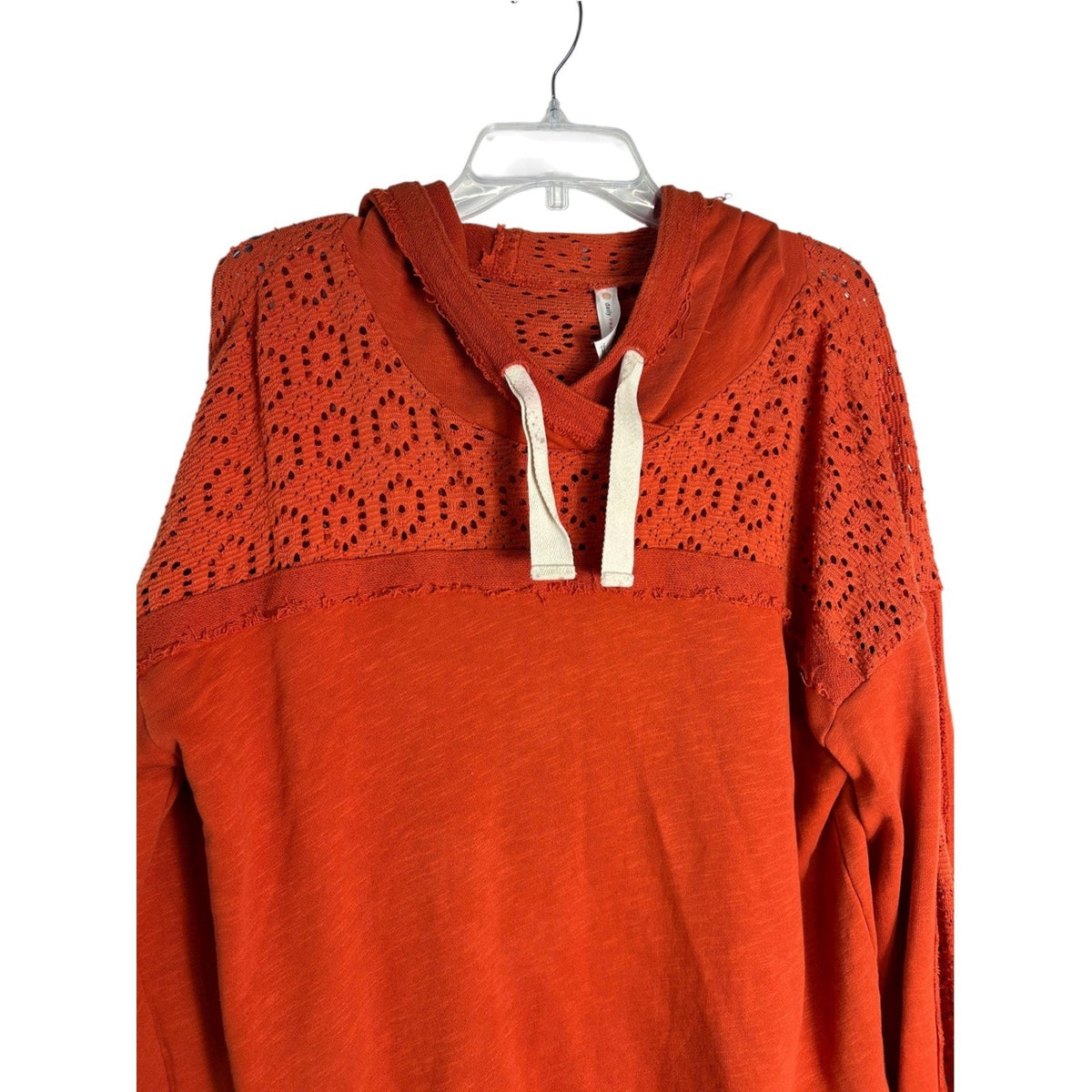 Daily Practice by Anthropologie Robyn Crochet Hoodie Orange Eyelet Medium