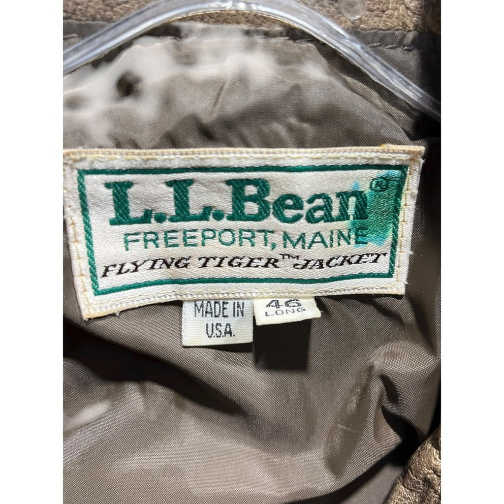 LLBean VINTAGE Real Leather Jacket  Size 46 Long Brown Leather Bomber USA Made