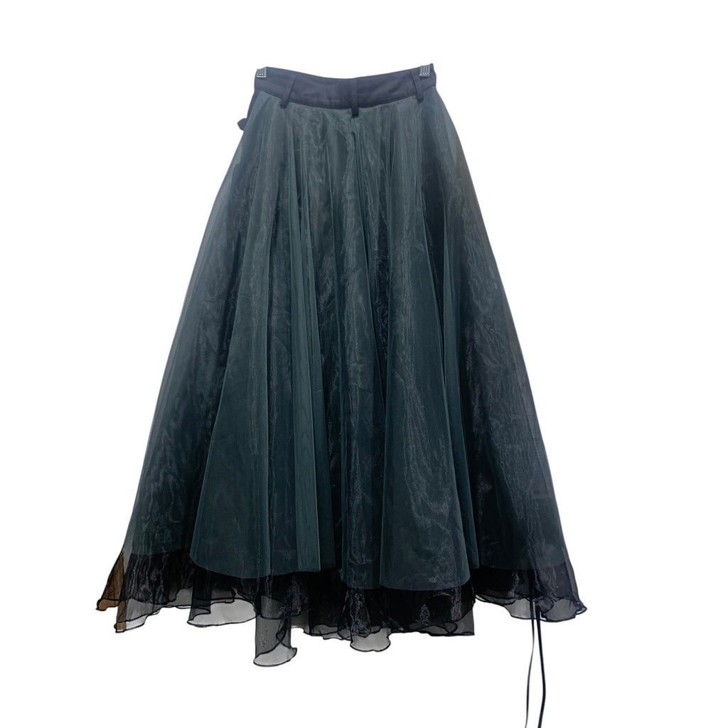 Madonna & Co Womens Black denim Tulle skirt in black & grey whimsigoth witchy S