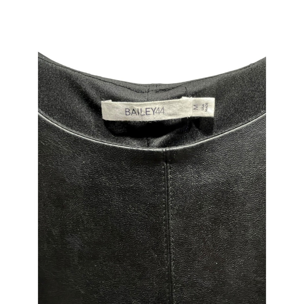 BAILEY44 Black Faux Leather & Sparkle Panel Sleeveless Shift Dress Size M