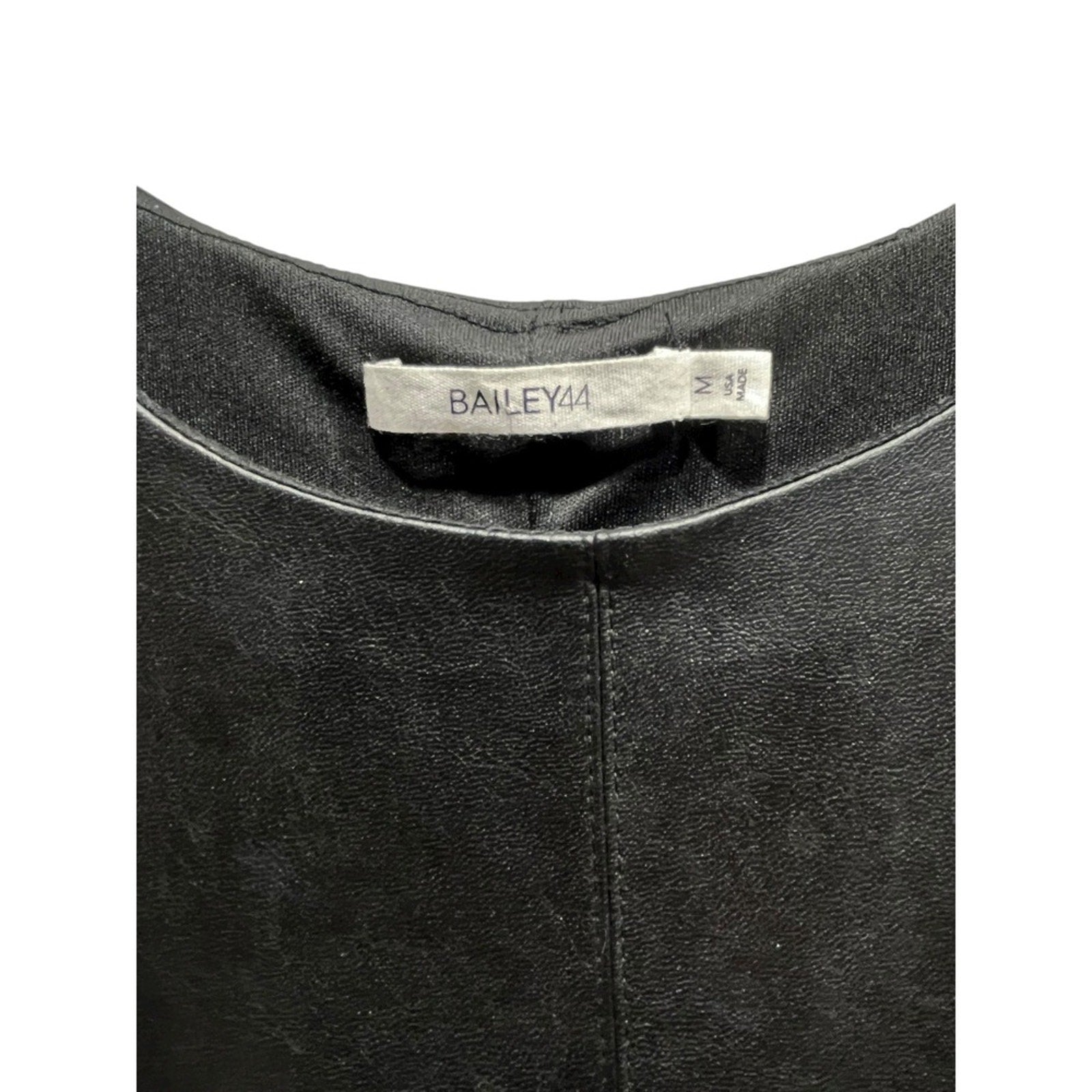 BAILEY44 Black Faux Leather & Sparkle Panel Sleeveless Shift Dress Size M