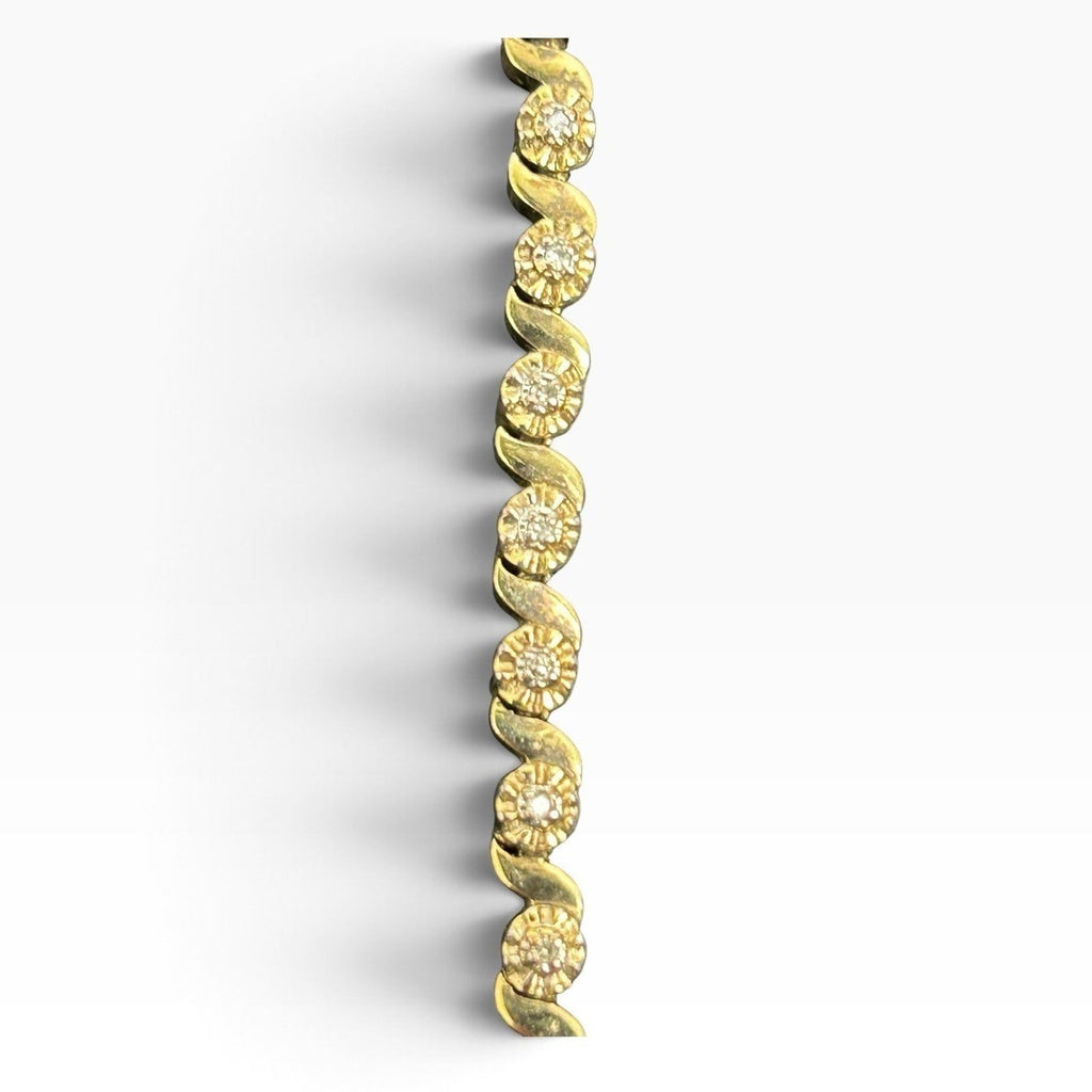 Sterling Silver 925 Gold Tone XOX Gemstone Tennis Bracelet 7.75" 16g