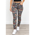 Miss Me Floral Print Skinny Jeans Grey Pink Orange Mid Rise Denim Size 27 whimsy