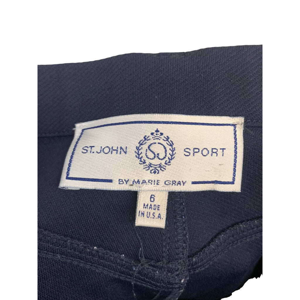 St. John Sport By Marie Gray Straight Leg High Rise Navy Pants SZ 6