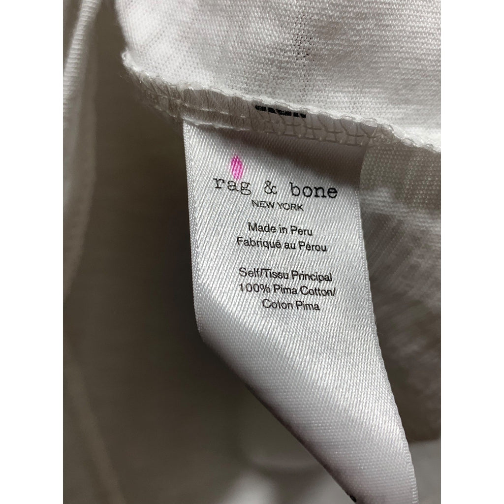 Rag & Bone White Pima Cotton V-Neck Short Sleeve Tee Shirt Size Medium Slub Knit