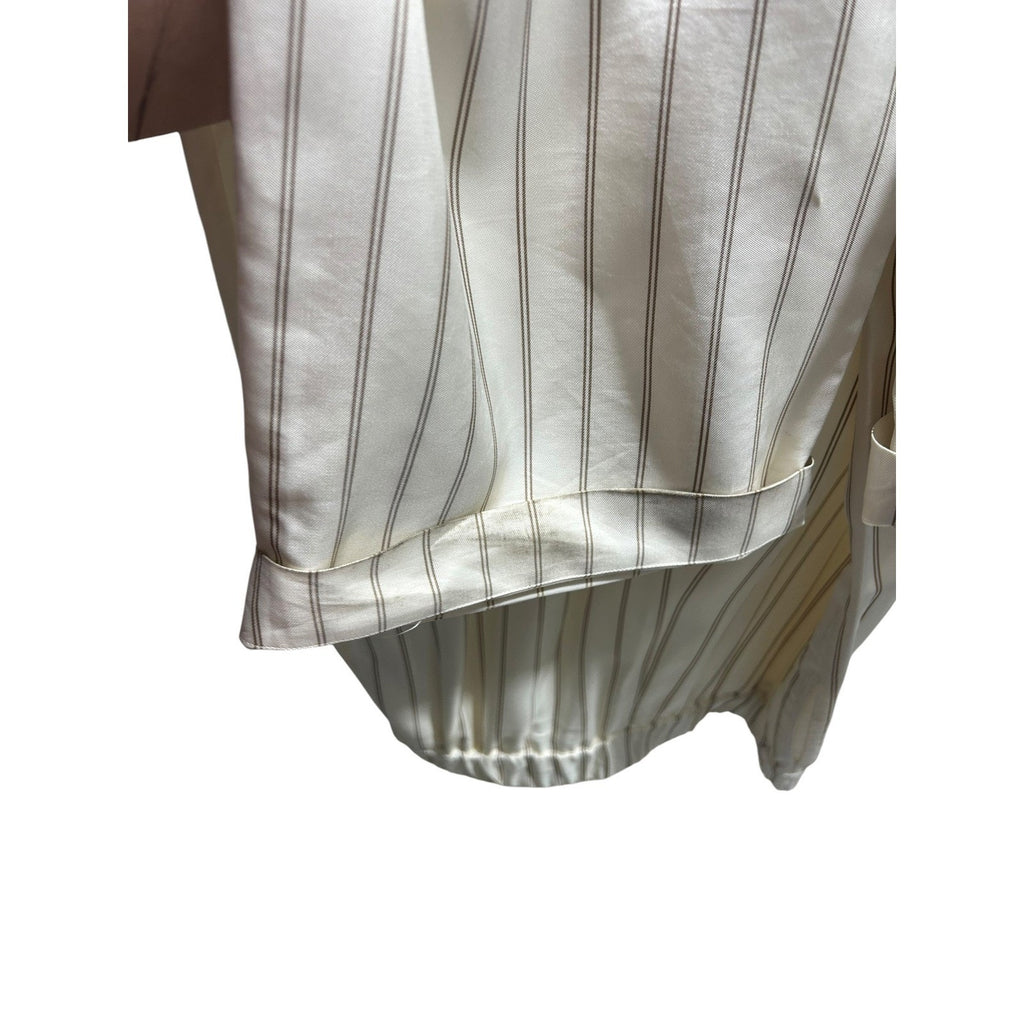 Jenni Kayne Striped Wide Leg Pull On Pants Ivory Tan Cuffed Size M