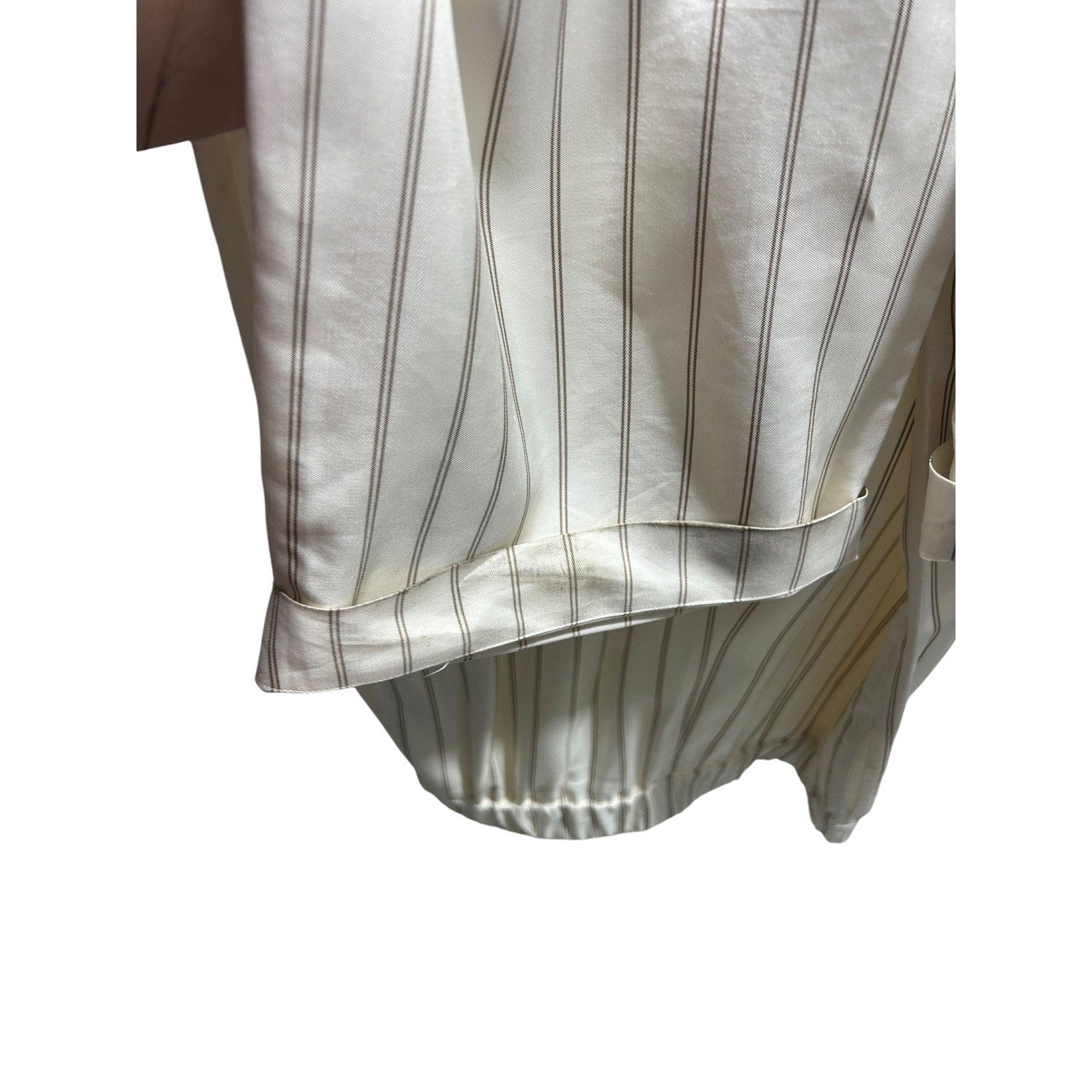 Jenni Kayne Striped Wide Leg Pull On Pants Ivory Tan Cuffed Size M