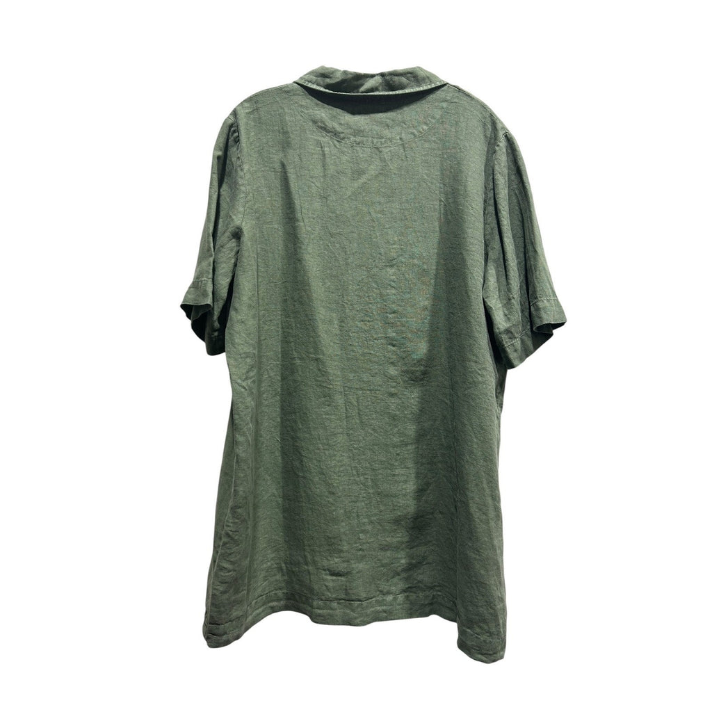 Faherty Mens 100% Linen Short Sleeve Camp Collar Shirt Thyme Green Large WDU2549