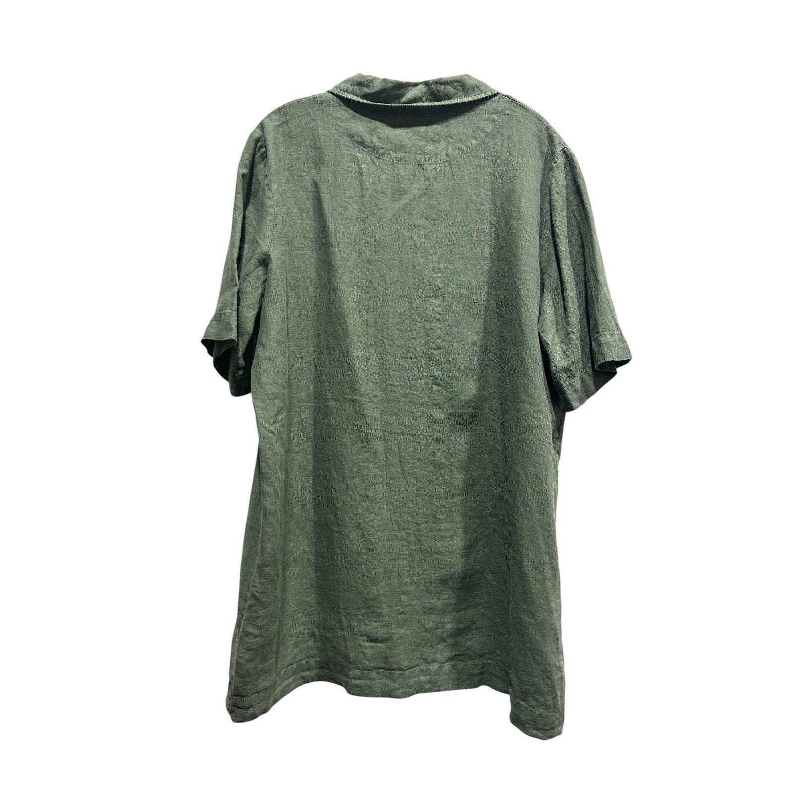 Faherty Mens 100% Linen Short Sleeve Camp Collar Shirt Thyme Green Large WDU2549