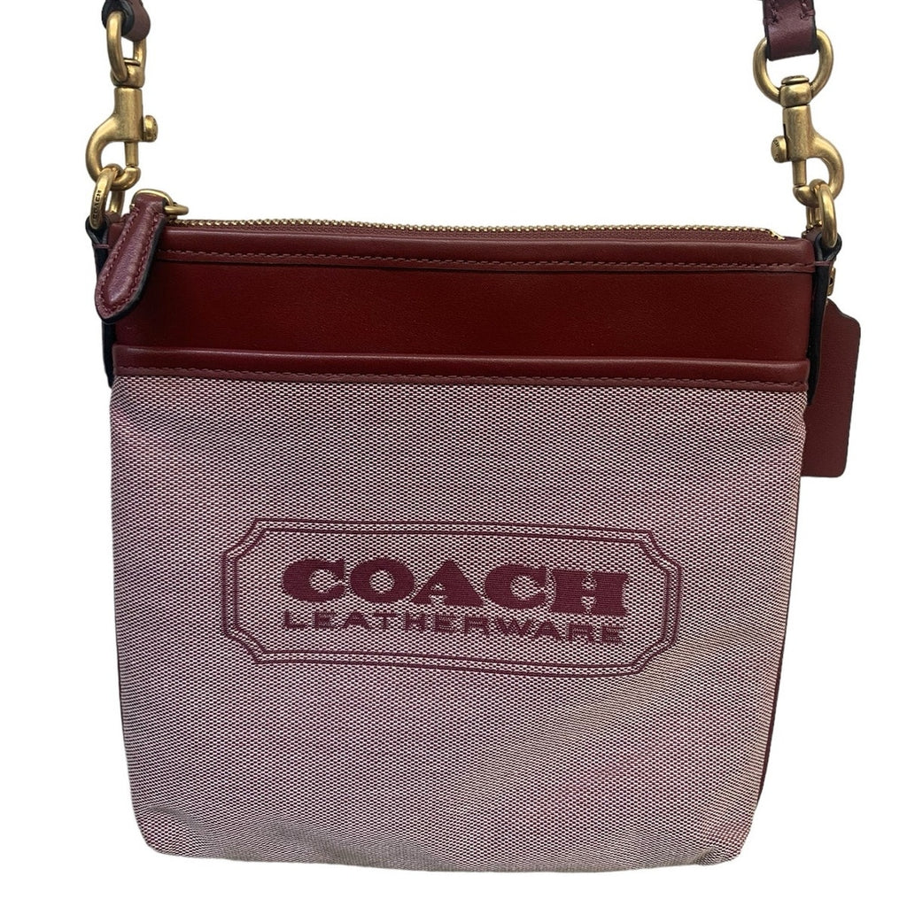 Coach Badge Jacquard Knit Crossbody in Wine LIKE NEW