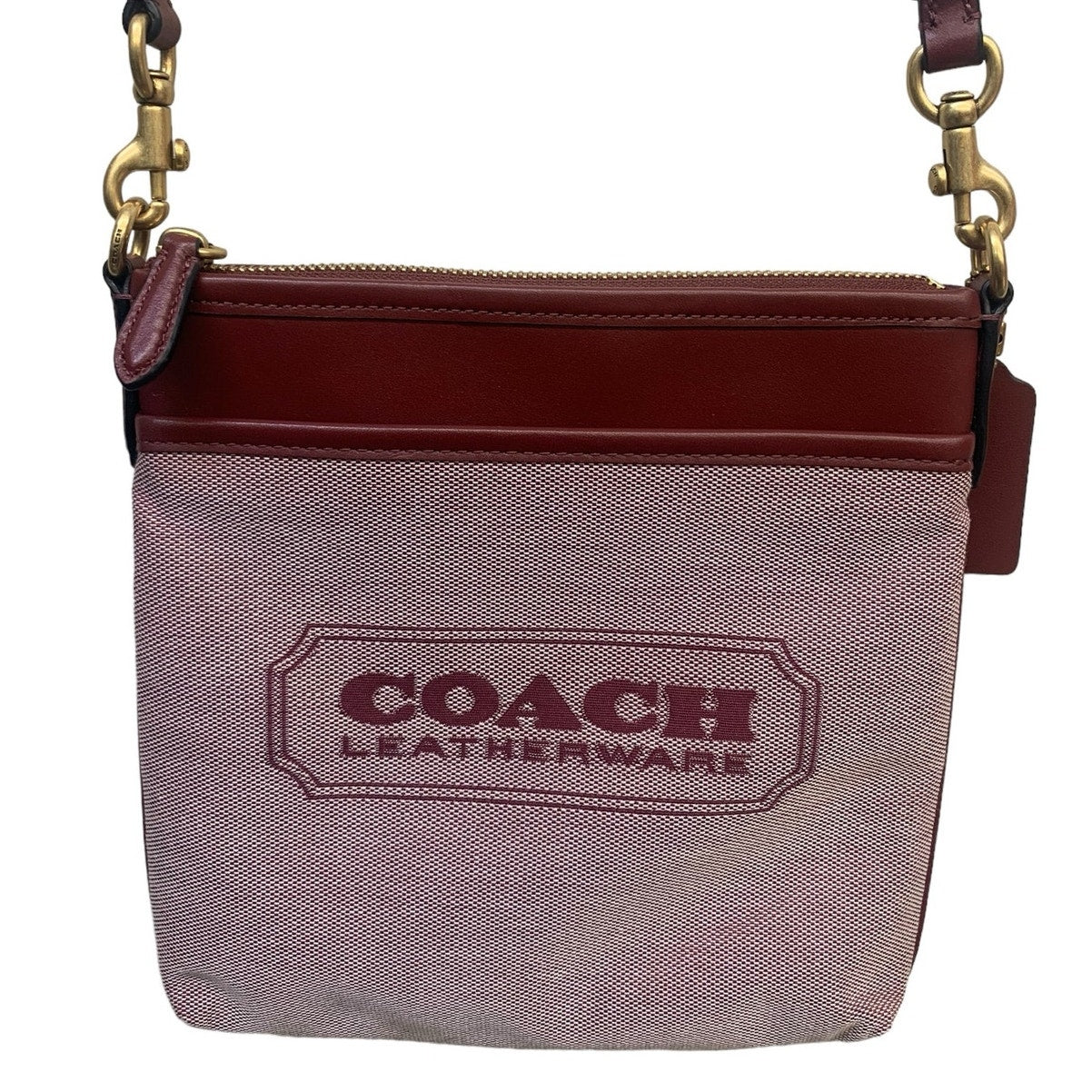 Coach Badge Jacquard Knit Crossbody in Wine LIKE NEW