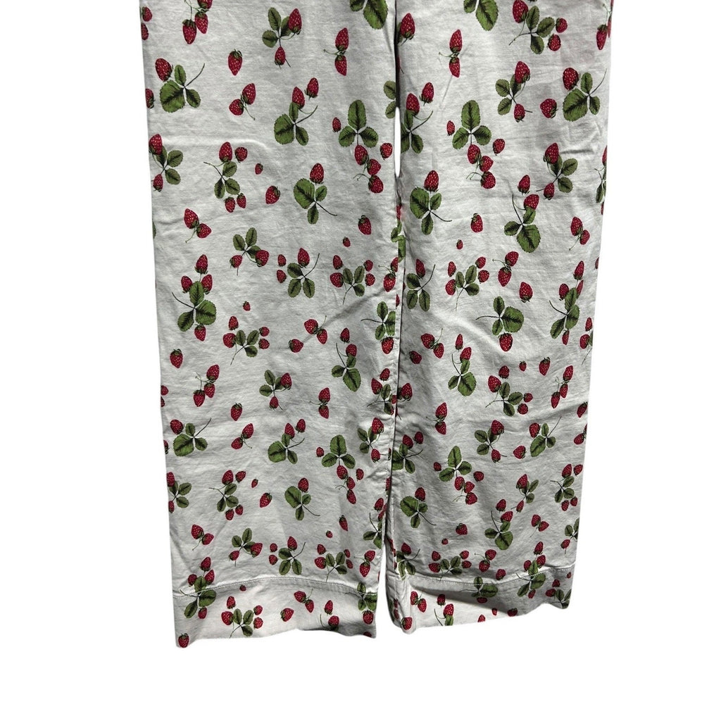 Maeve Anthropologie The Colette Strawberry Print Wide Leg Cropped Pants Size 25