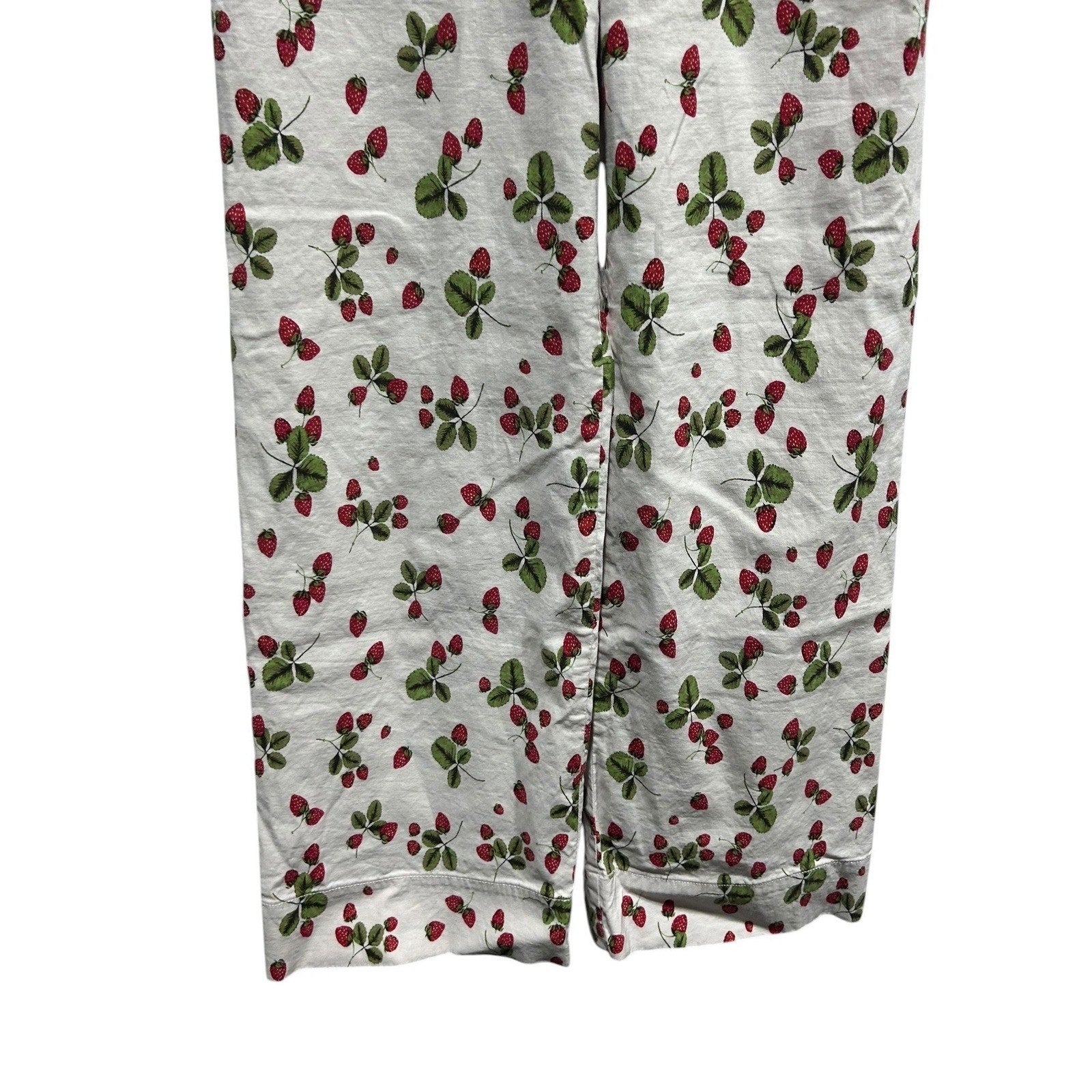Maeve Anthropologie The Colette Strawberry Print Wide Leg Cropped Pants Size 25